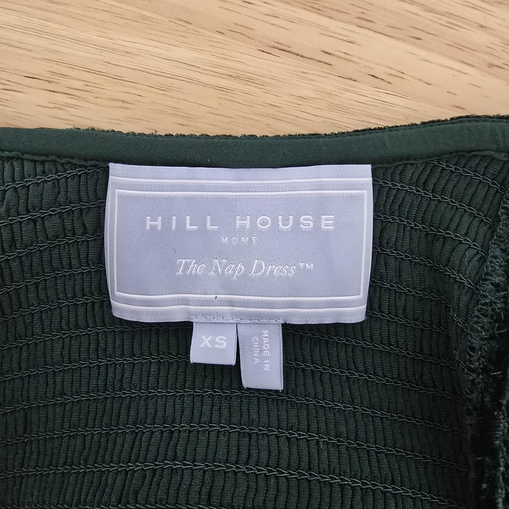 Hill House Home Dress Womens XS Green‎ The Nap Dress Velvet Ruffle Smocked Midi - Picture 4 of 13